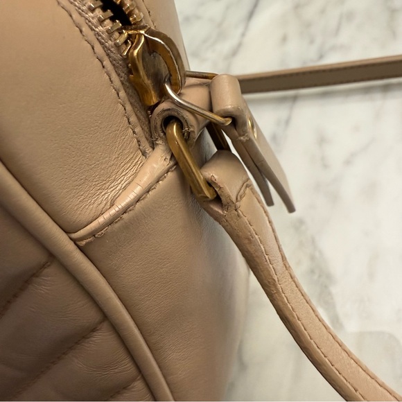 SAINT LAURENT Calfskin Matelasse Monogram Lou Camera Bag Dark Beige - Picture 7 of 15